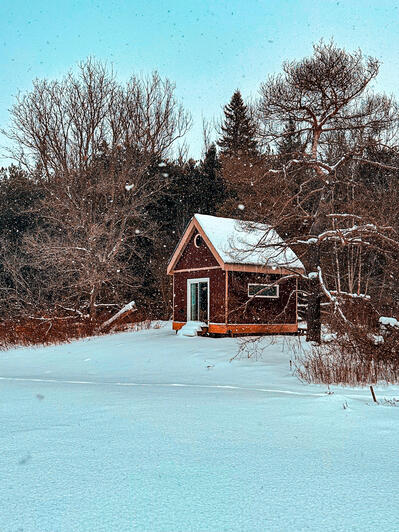 back exterior tiny cabin